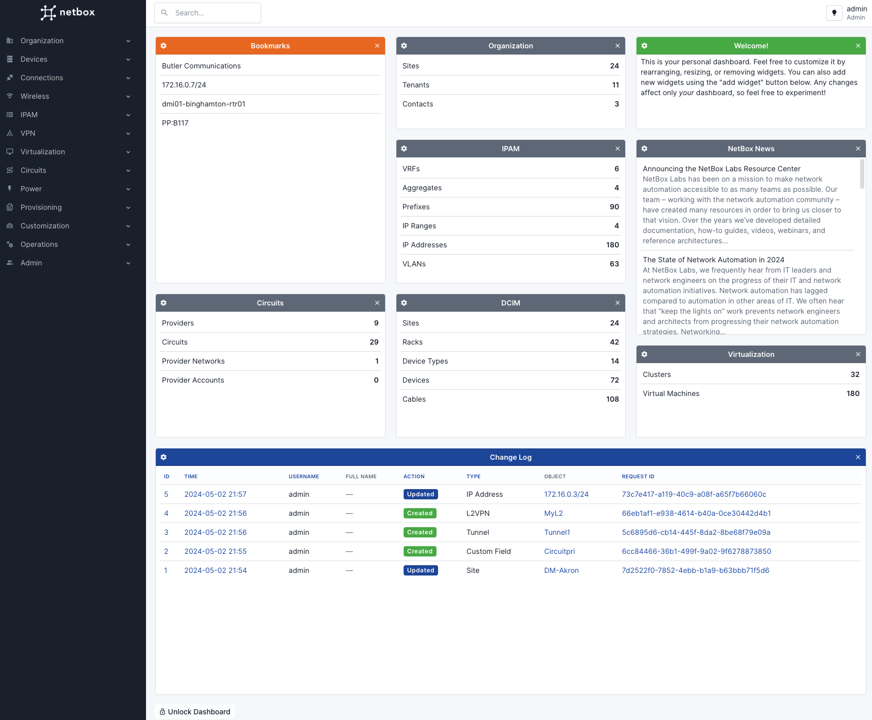 NetBox user interface screenshot
